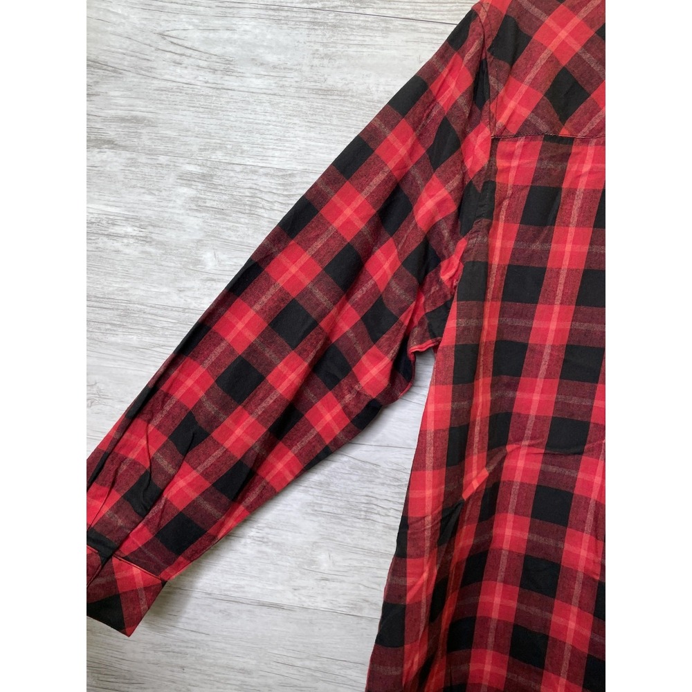 Terra‎ & Sky Shirt Womens 2X Red Black Plaid Button Front Long Sleeve Cotton NWT - Picture 9 of 10